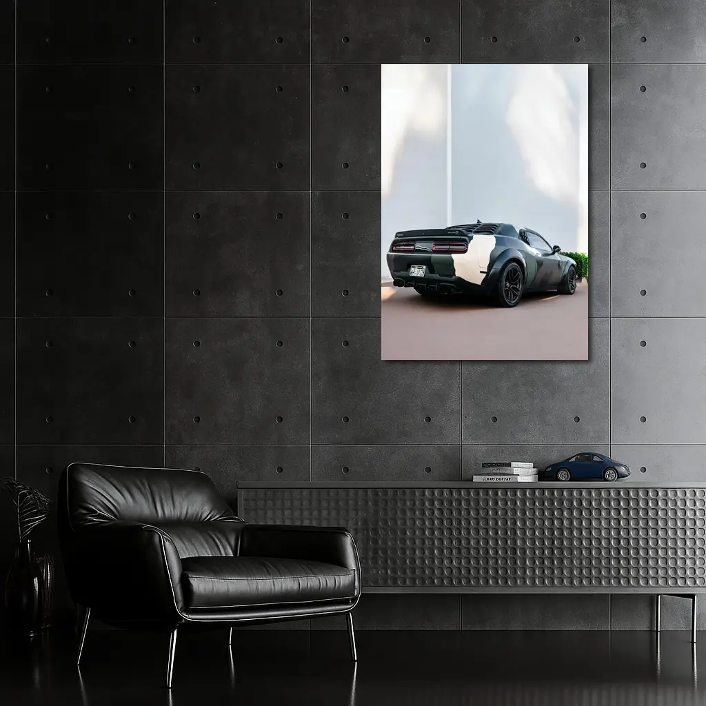 Dodge Challenger Camo Wrap Urban Setting – Wall Art