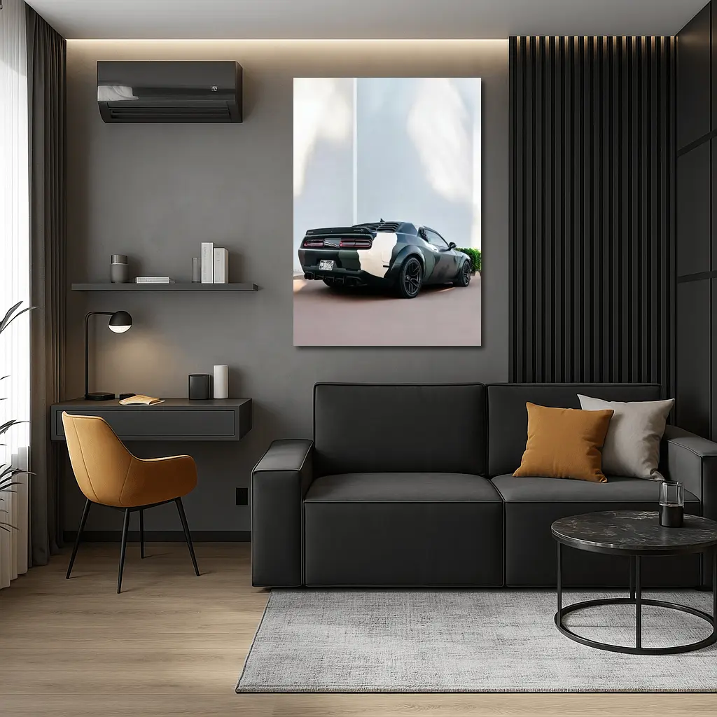 Dodge Challenger Camo Wrap Urban Setting – Wall Art