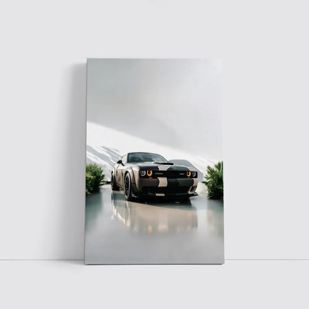 Dodge Challenger SRT Parked Clean White Studio – Wall Art