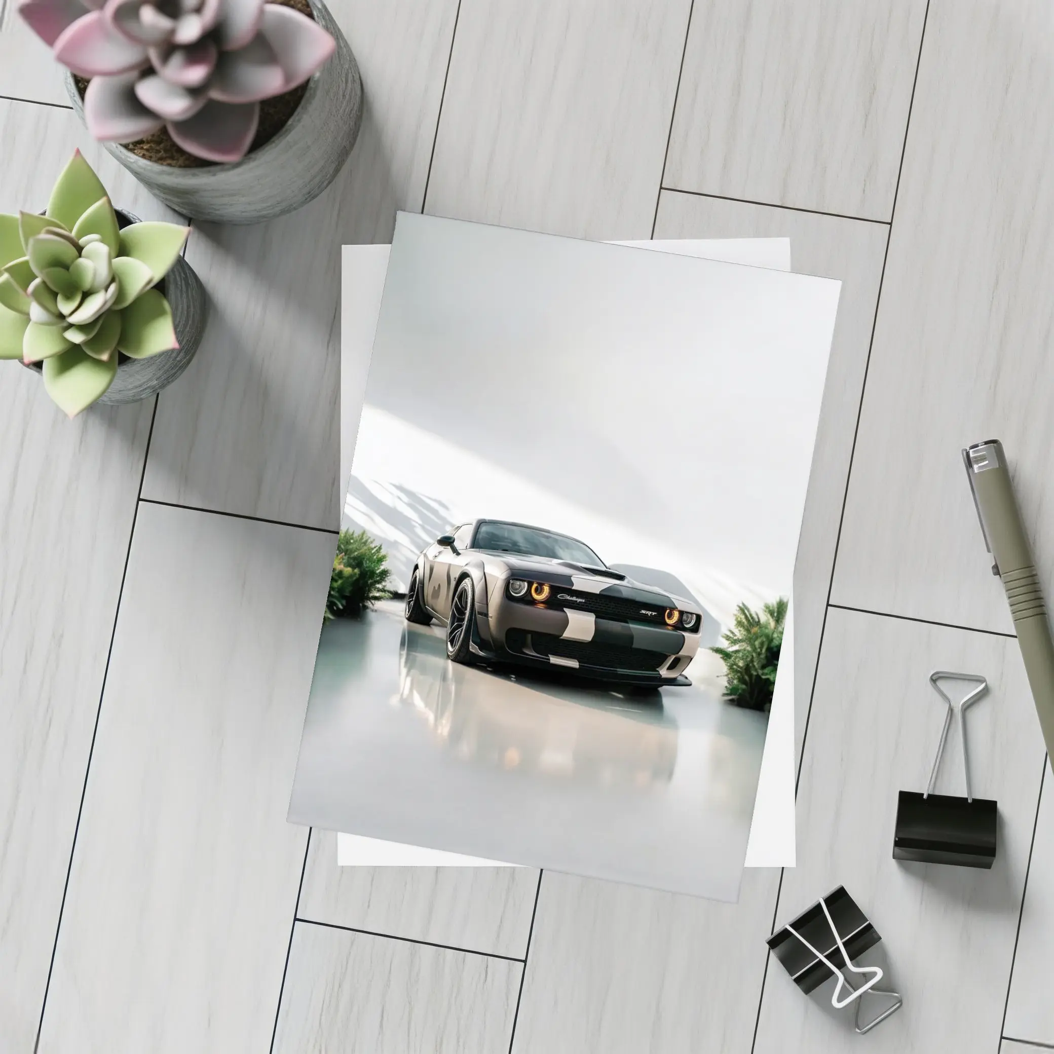 Dodge Challenger SRT Parked Clean White Studio – Postcards