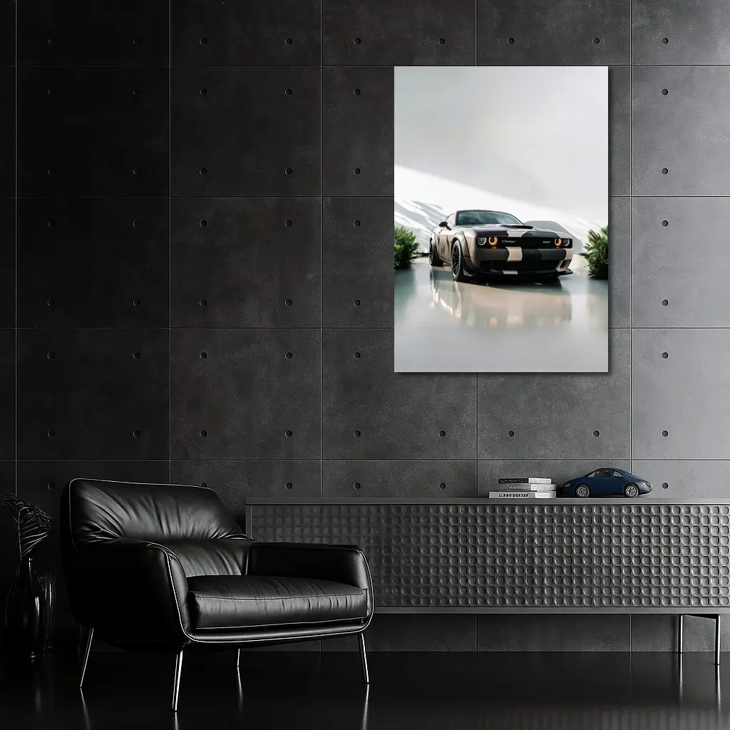 Dodge Challenger SRT Parked Clean White Studio – Wall Art