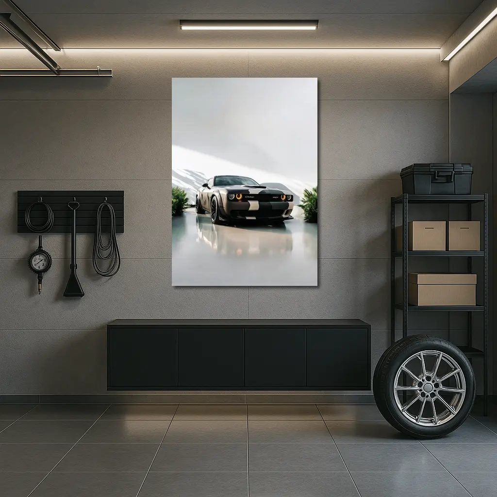 Dodge Challenger SRT Parked Clean White Studio – Wall Art