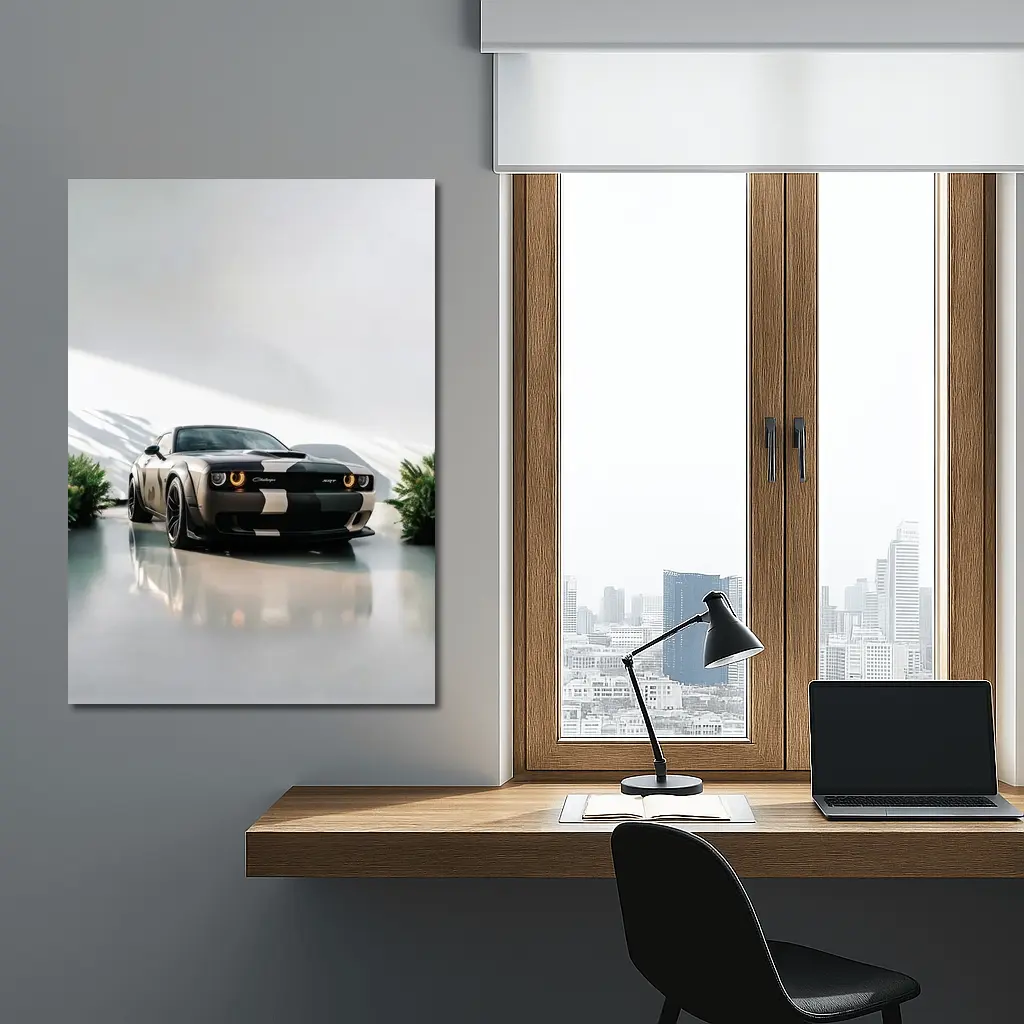 Dodge Challenger SRT Parked Clean White Studio – Wall Art