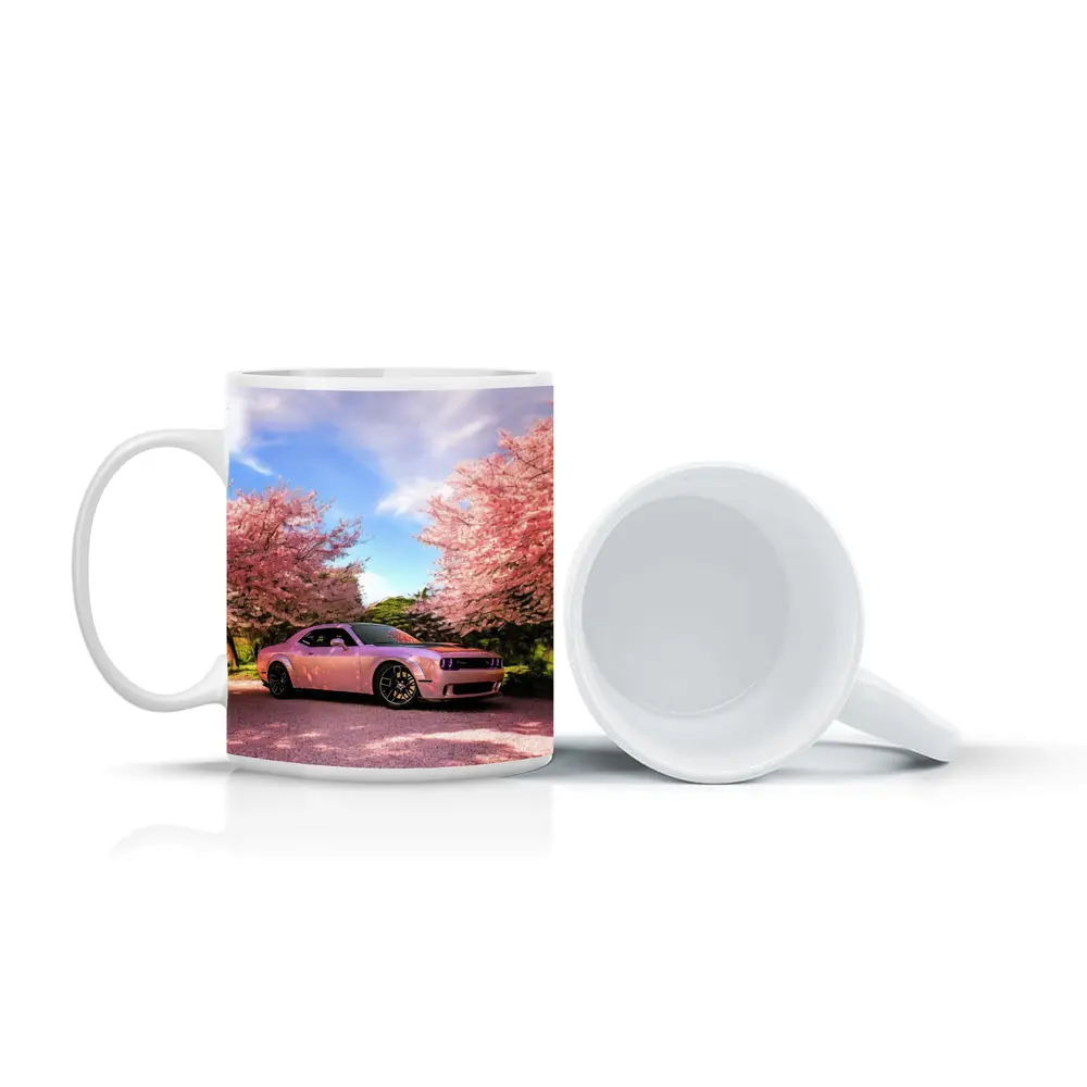 Dodge Challenger Pink Under Cherry Blossom Trees – Mugs
