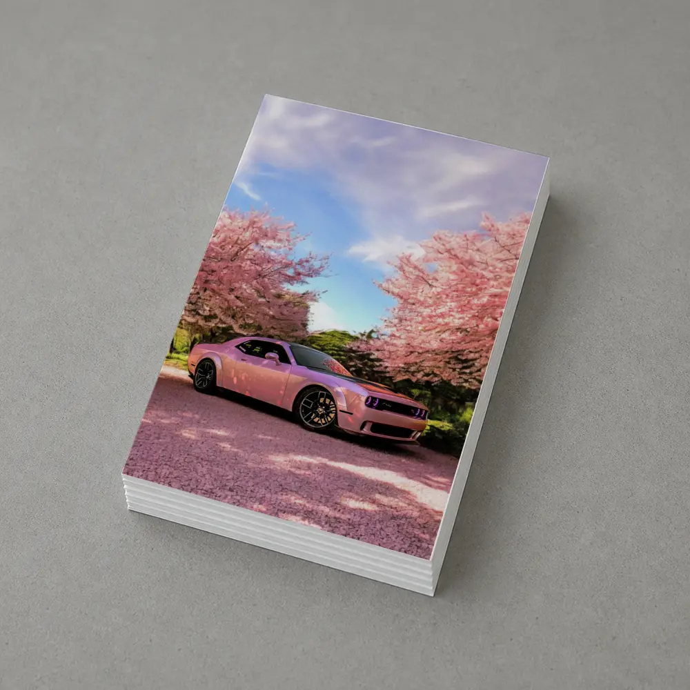 Dodge Challenger Pink Under Cherry Blossom Trees – Postcards