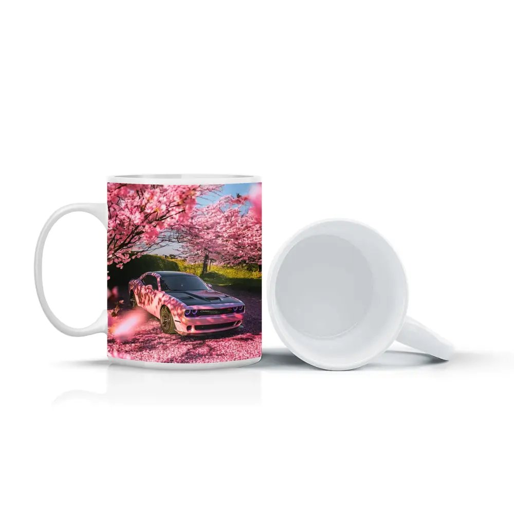 Dodge Challenger Pink Under Cherry Blossom Trees – Mugs