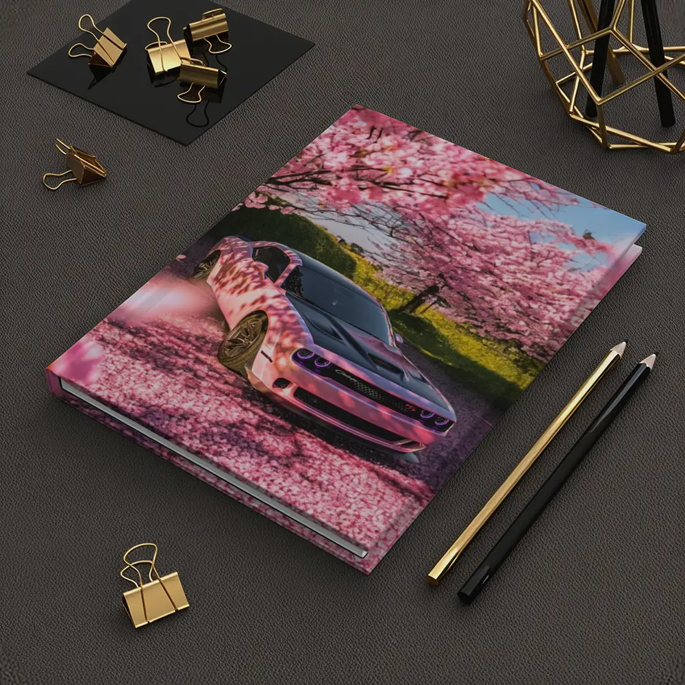 Dodge Challenger Pink Under Cherry Blossom Trees – Notebooks