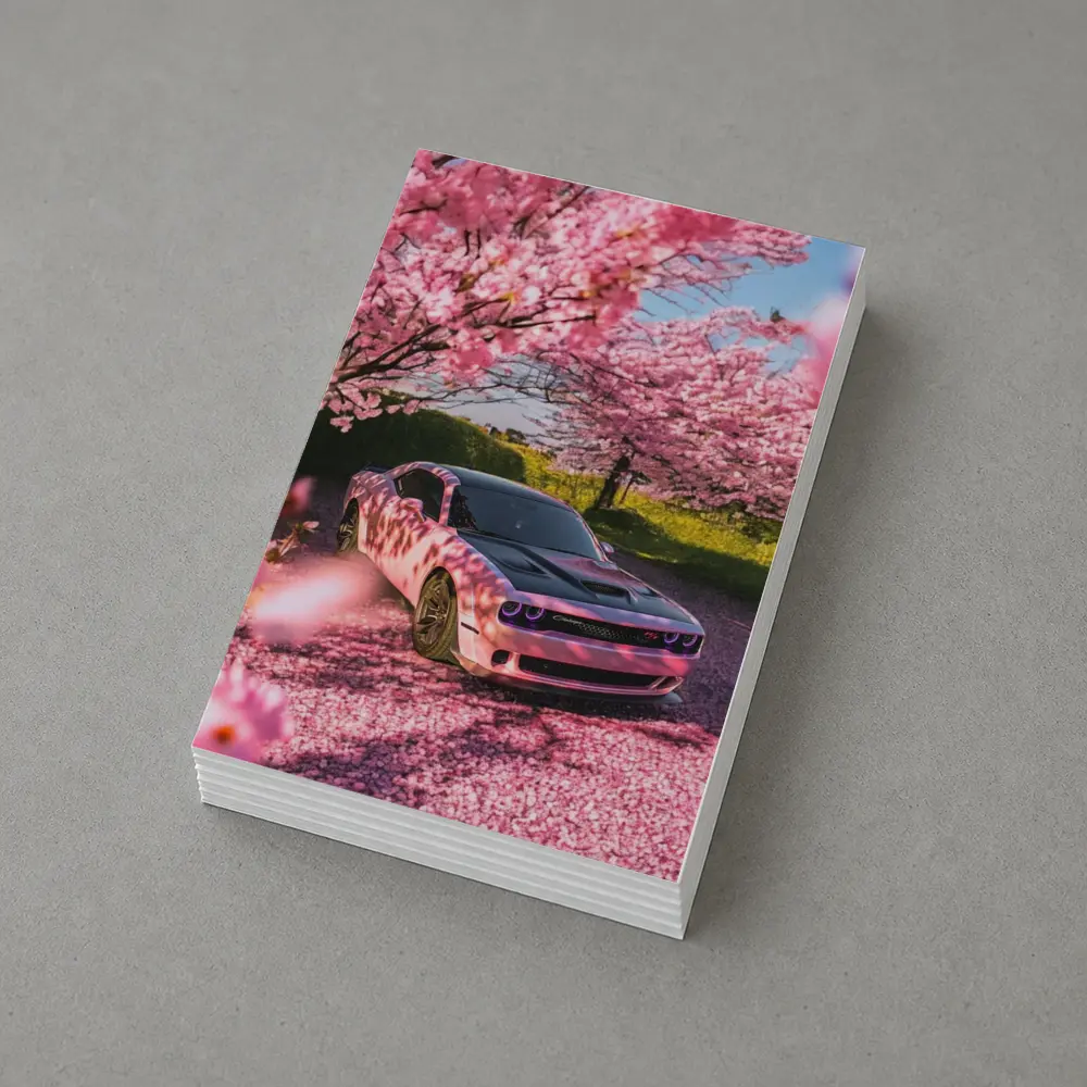 Dodge Challenger Pink Under Cherry Blossom Trees – Postcards