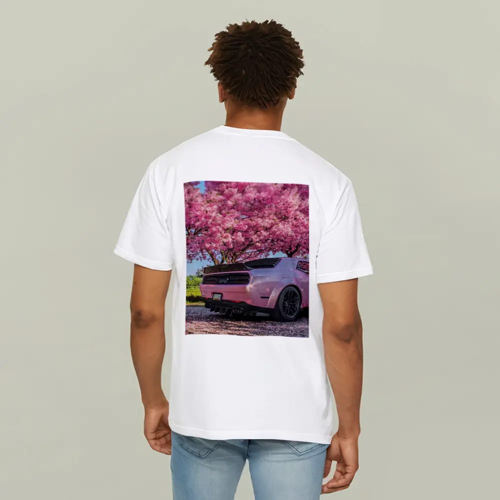 Pink Dodge Challenger Under Blooming Sakura Tree – T-Shirts
