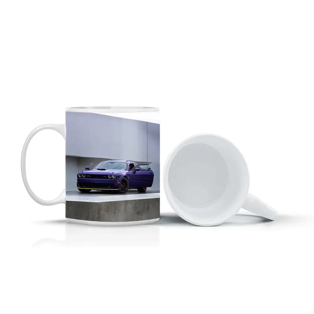 Dodge Challenger Purple Parked Concrete Setting – Mugs