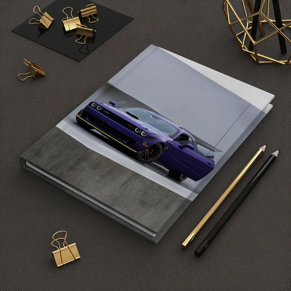 Dodge Challenger Purple Parked Concrete Setting – Notebooks