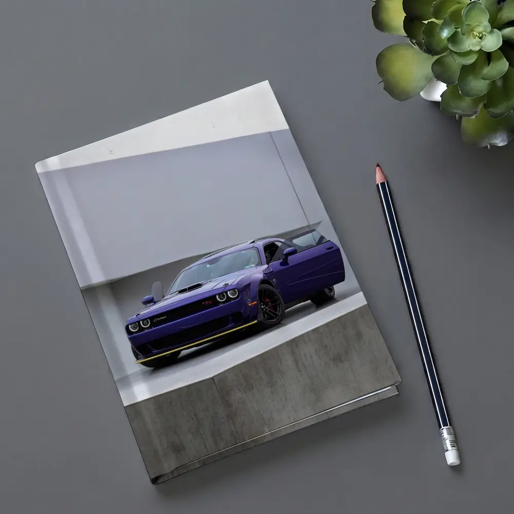 Dodge Challenger Purple Parked Concrete Setting – Notebooks