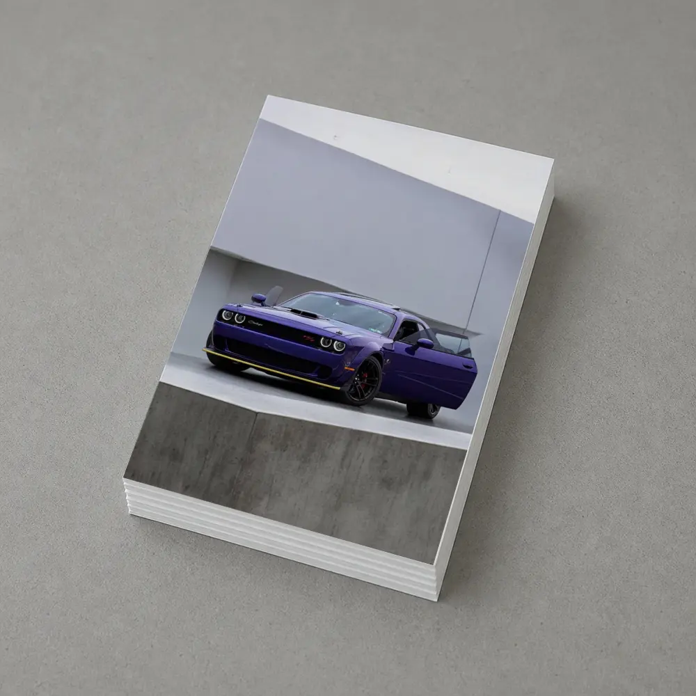 Dodge Challenger Purple Parked Concrete Setting – Postcards