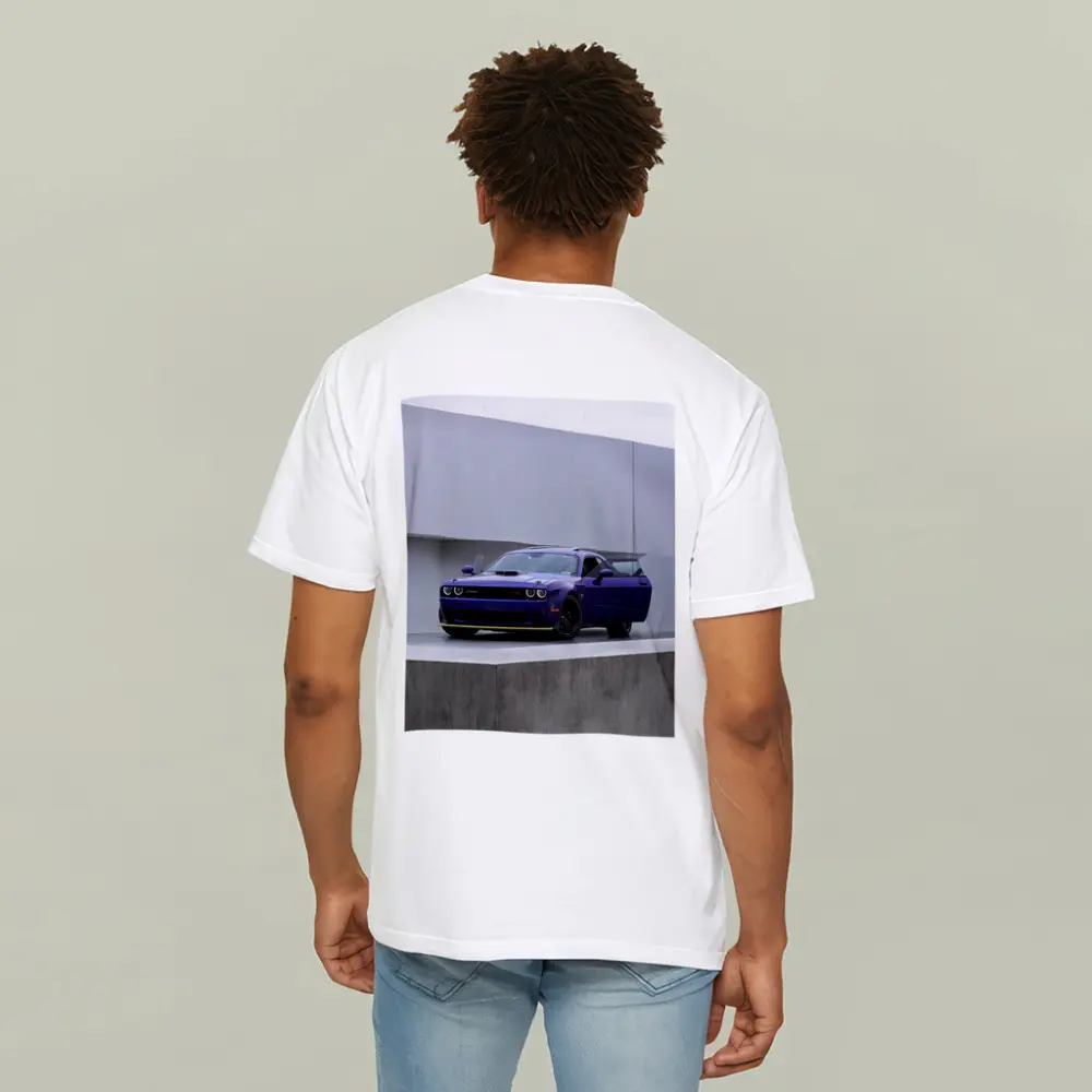 Dodge Challenger Purple Parked Concrete Setting – T-Shirts
