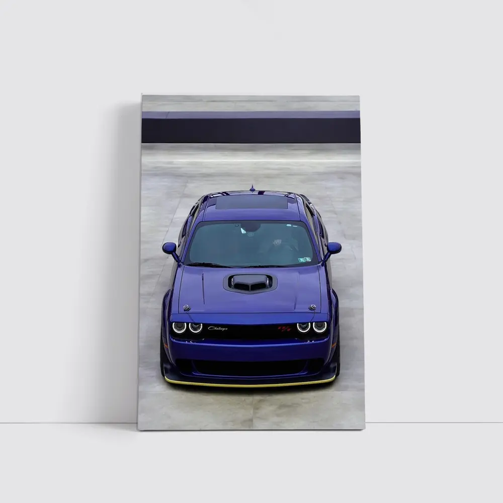 Dodge Challenger Purple Muscle Car Front View – Wall Art