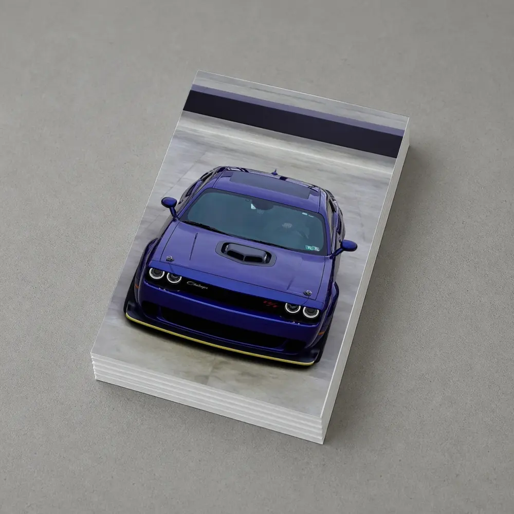 Dodge Challenger Purple Muscle Car Front View – Postcards