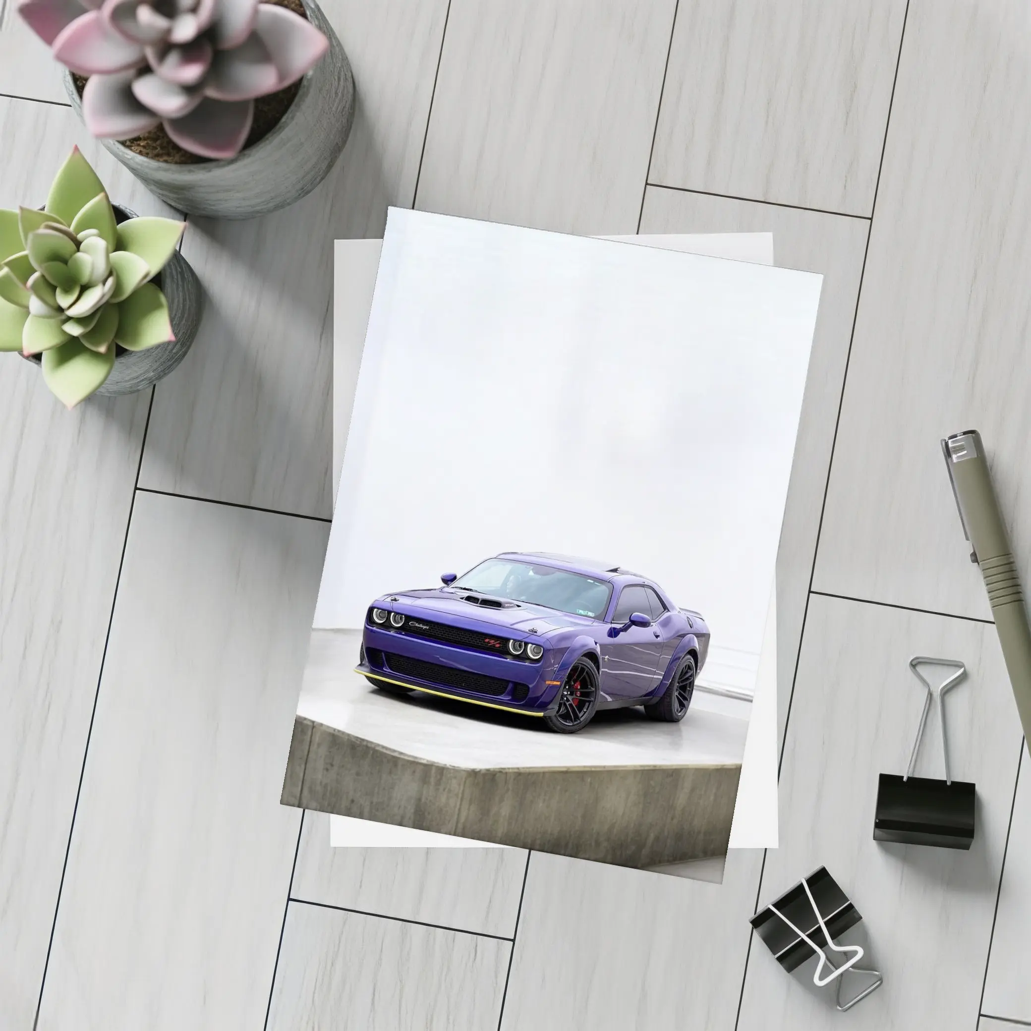 Dodge Challenger Purple Muscle Car Studio – Postcards