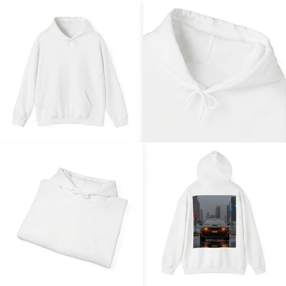 Dodge Challenger Rainy City Night Street – Hoodies