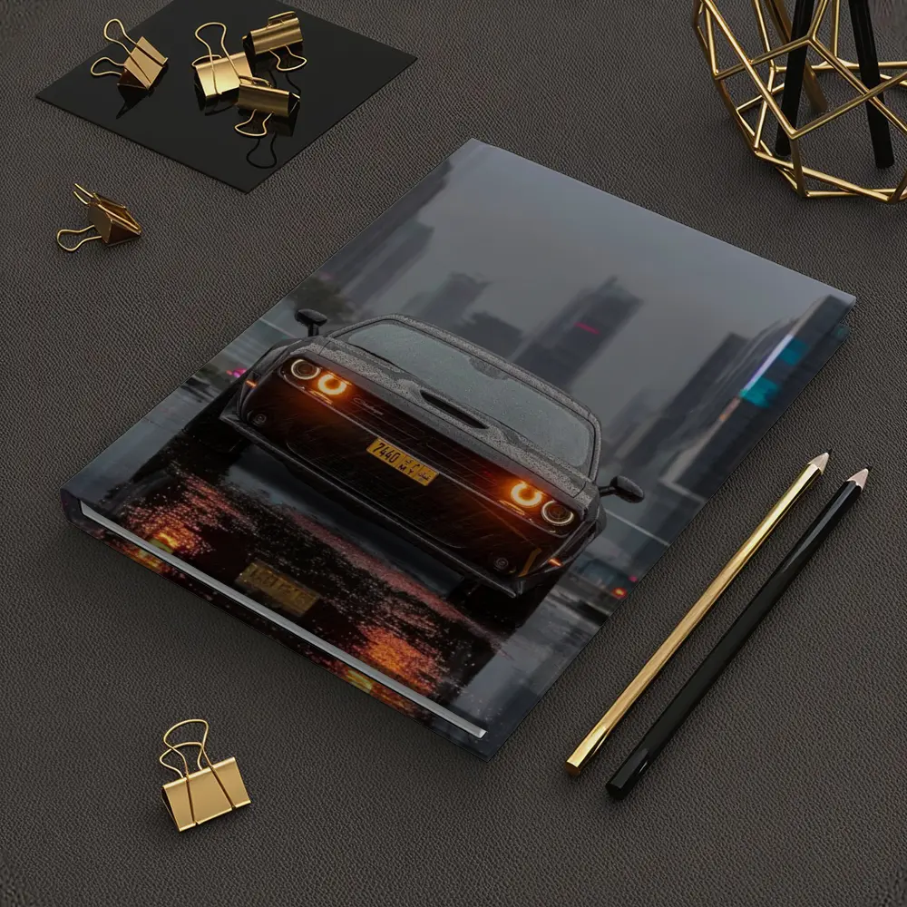 Dodge Challenger Rainy City Night Street – Notebooks