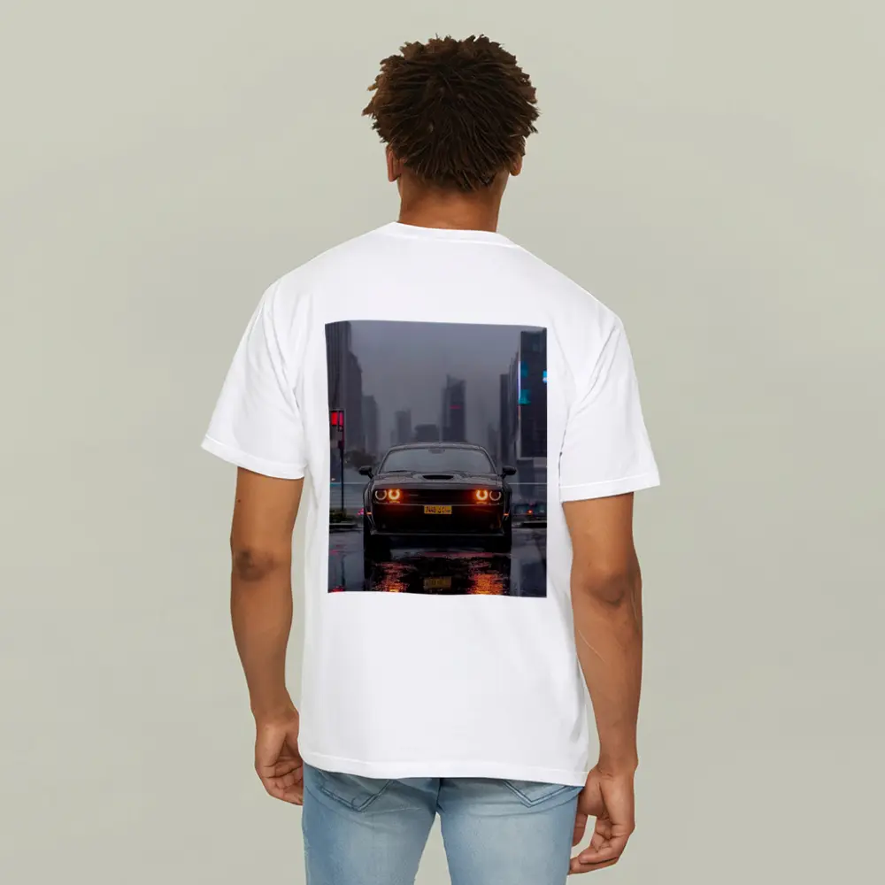 Dodge Challenger Rainy City Night Street – T-Shirts