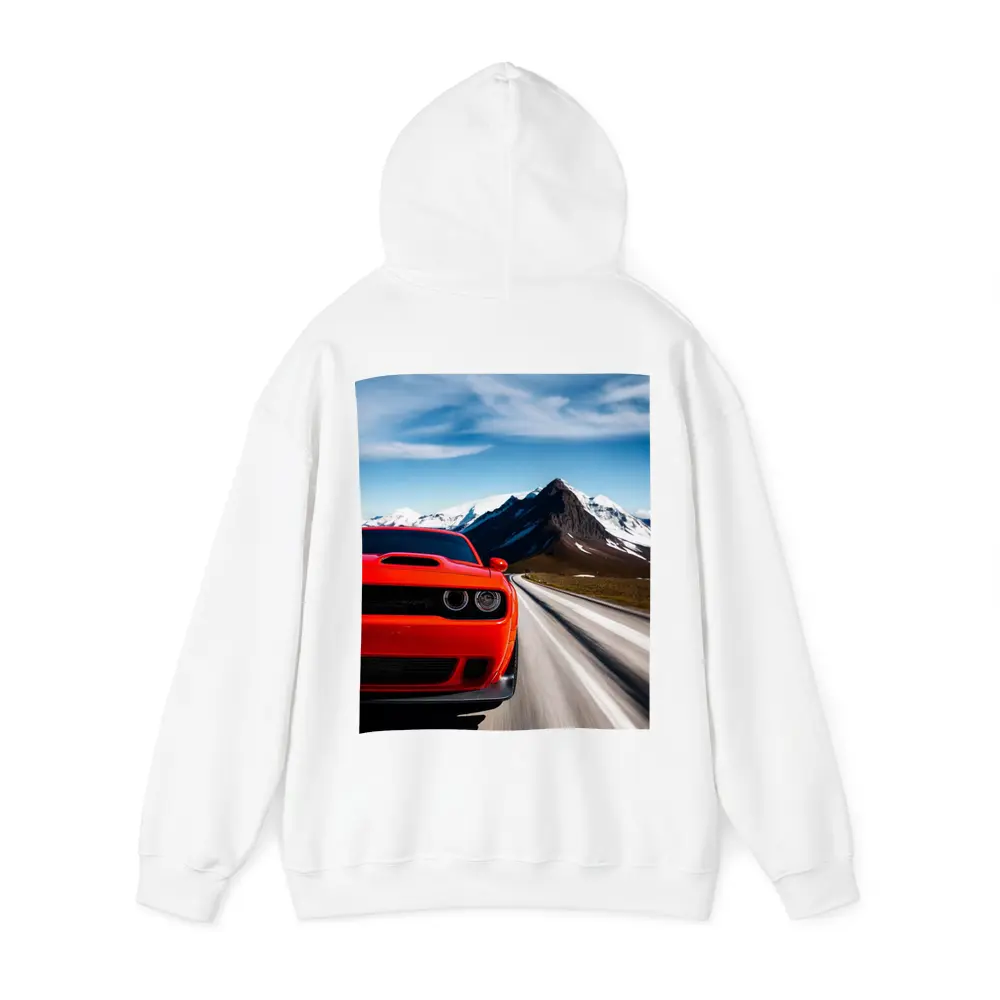 Dodge Challenger Red Speeding Mountain Road – Hoodies