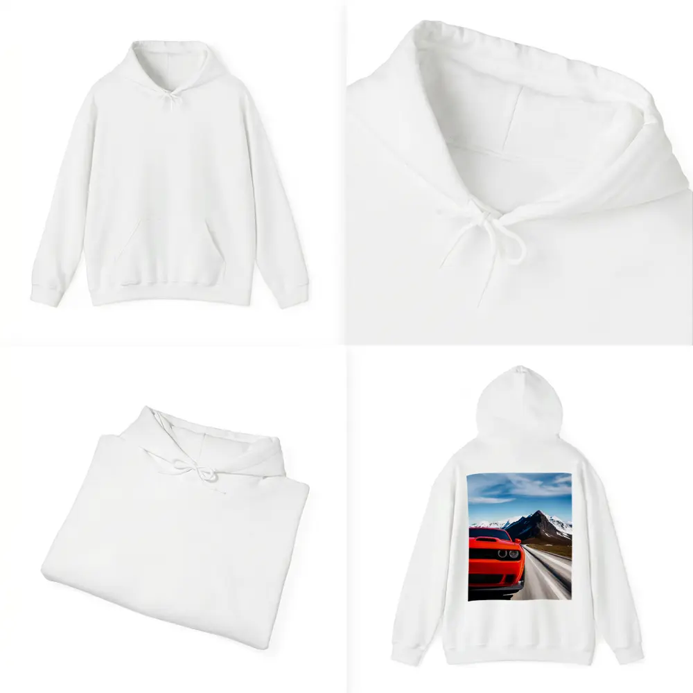 Dodge Challenger Red Speeding Mountain Road – Hoodies