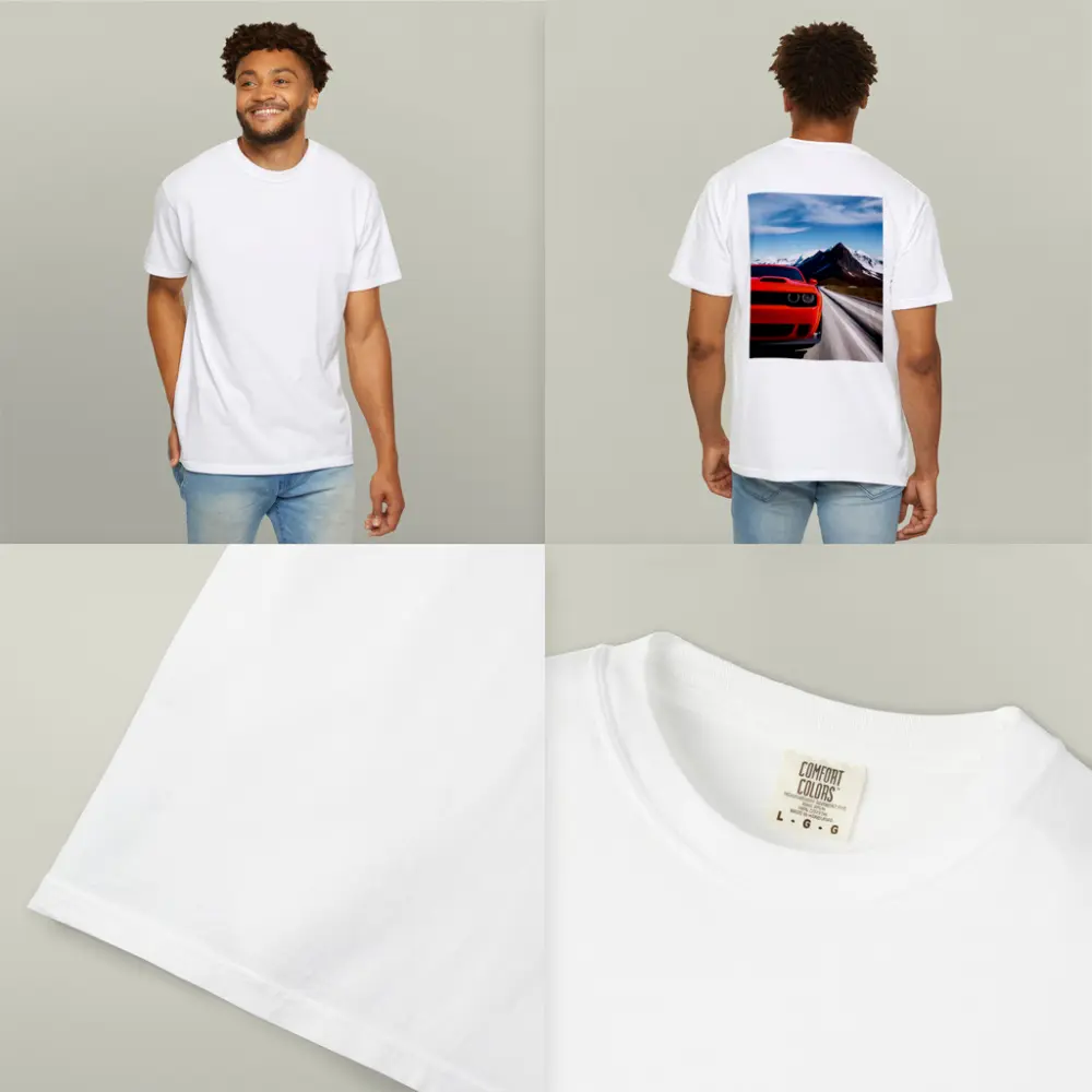 Dodge Challenger Red Speeding Mountain Road – T-Shirts