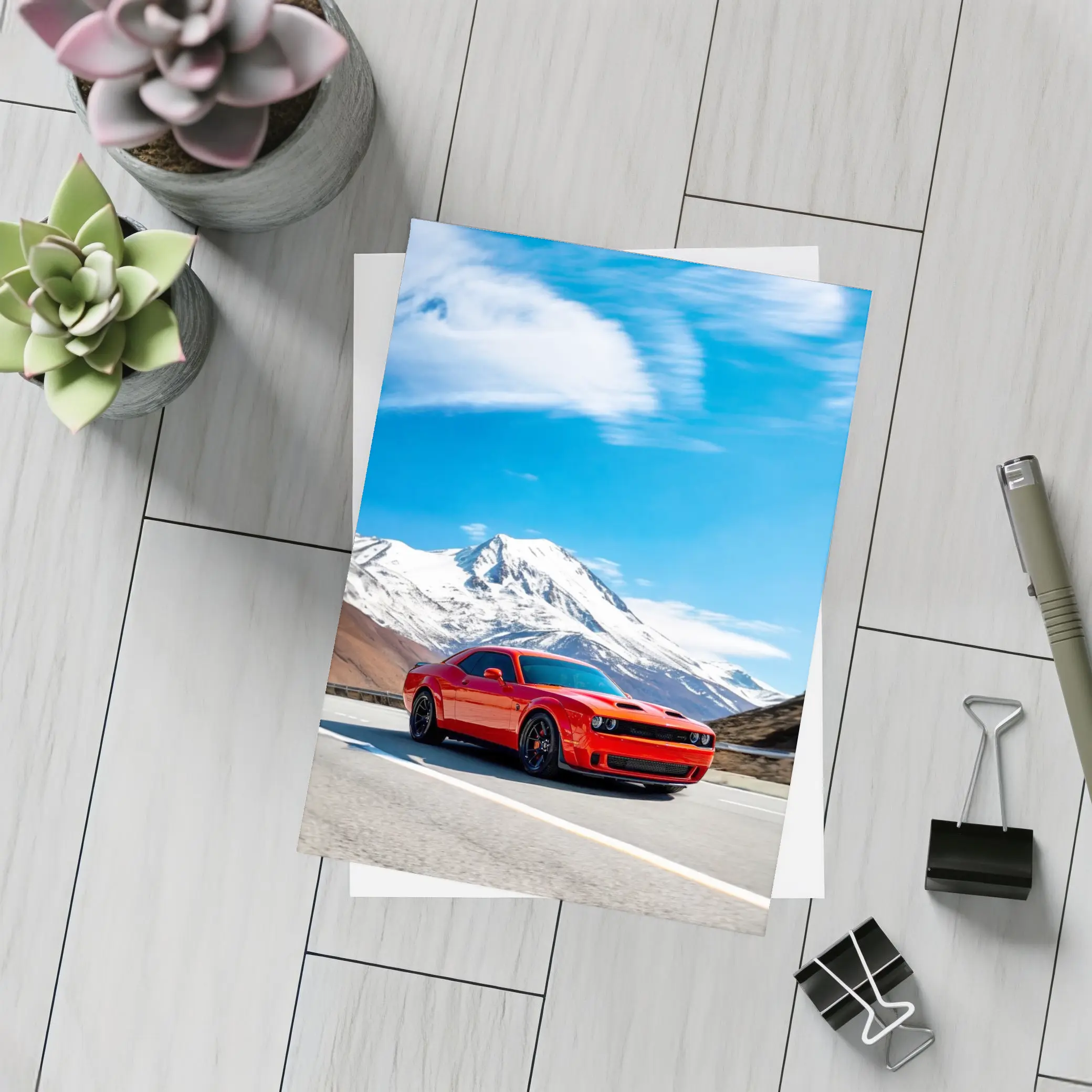 Dodge Challenger Red Mountain Road Drive – Postcards