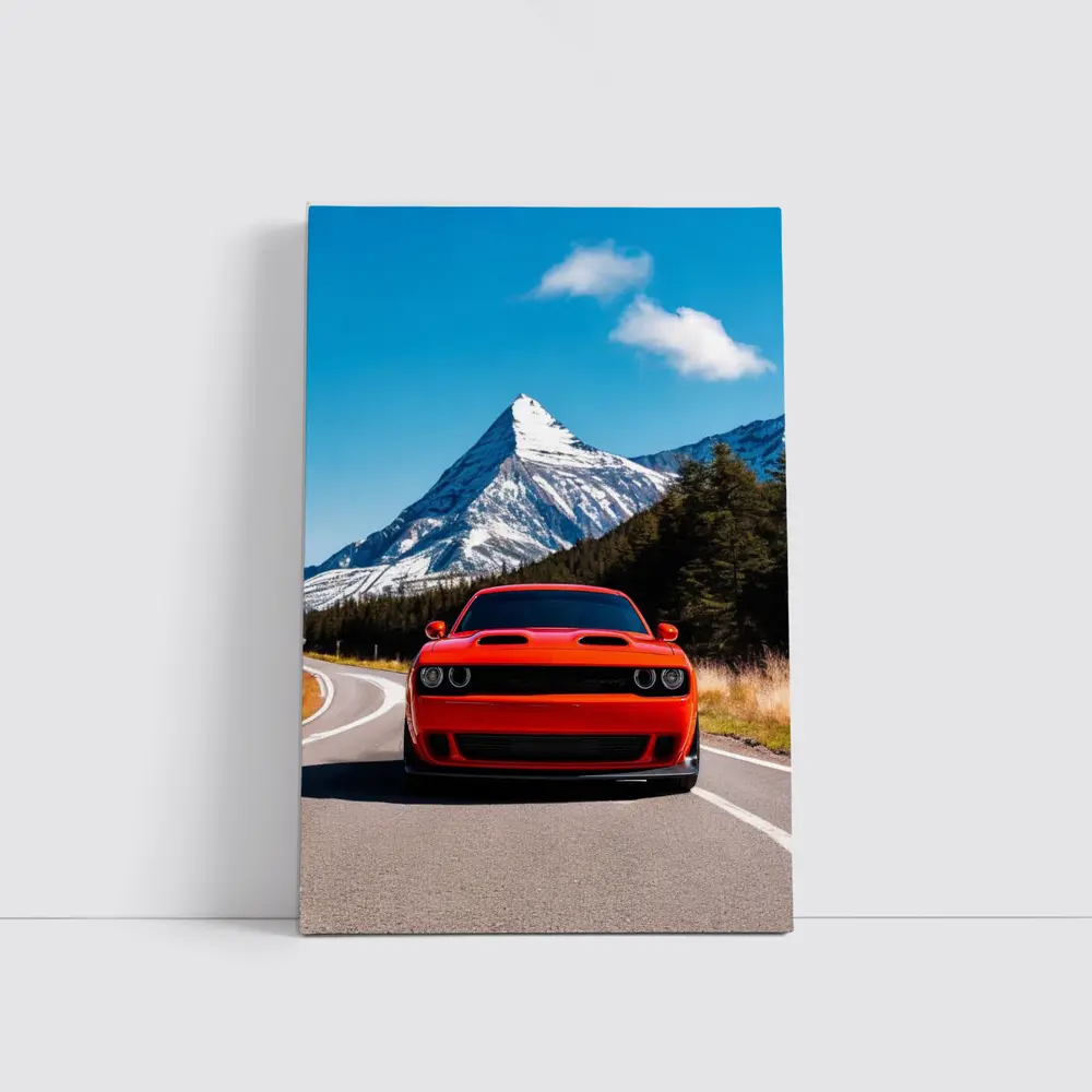 Dodge Challenger Red Mountain Road Drive – Wall Art