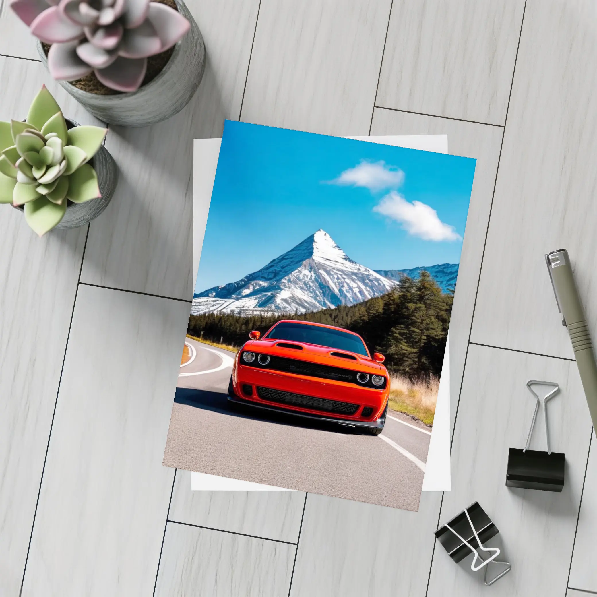 Dodge Challenger Red Mountain Road Drive – Postcards