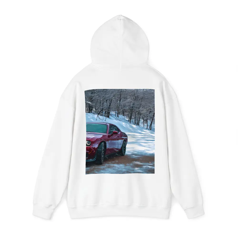 Dodge Challenger Red Car Snowy Forest Road – Hoodies
