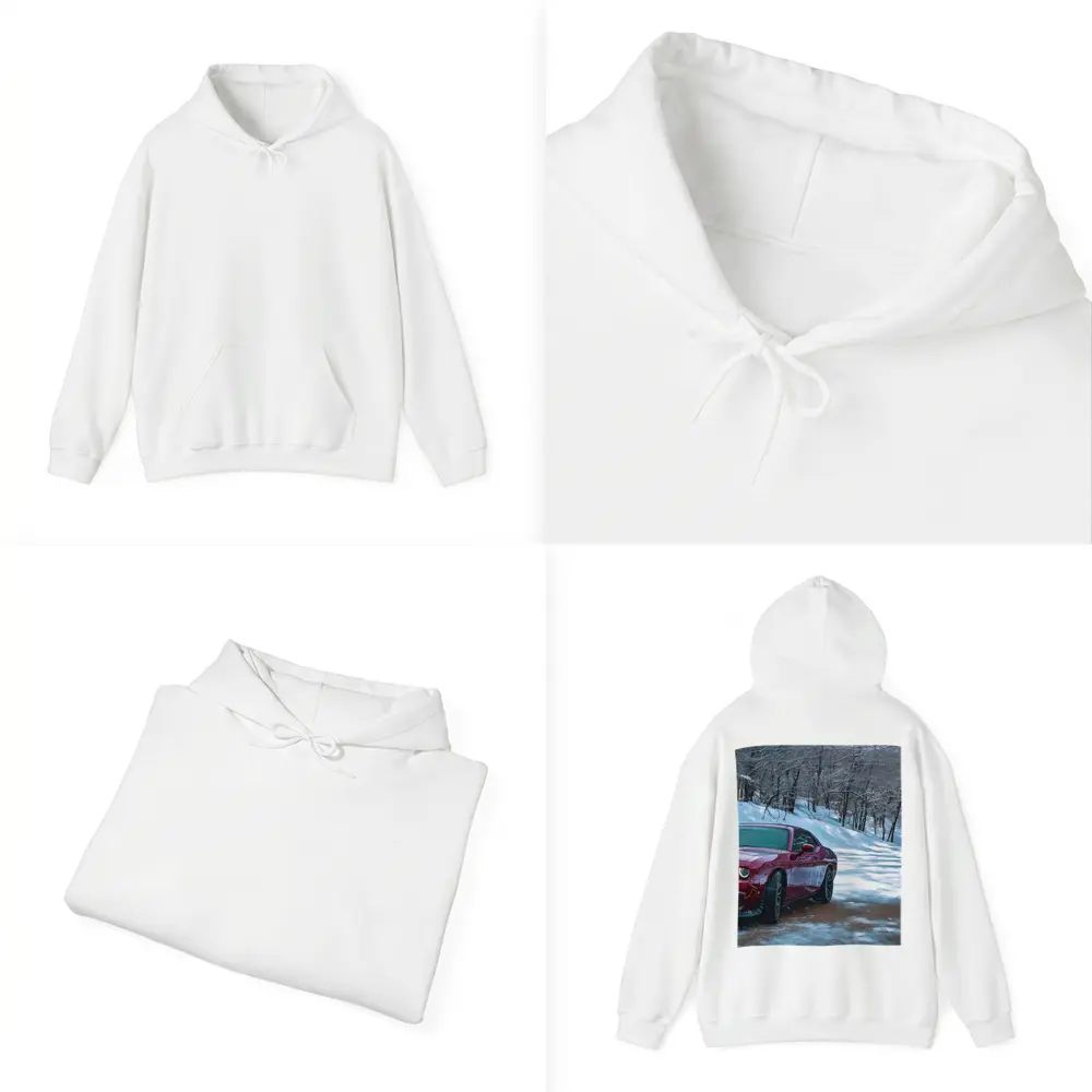 Dodge Challenger Red Car Snowy Forest Road – Hoodies