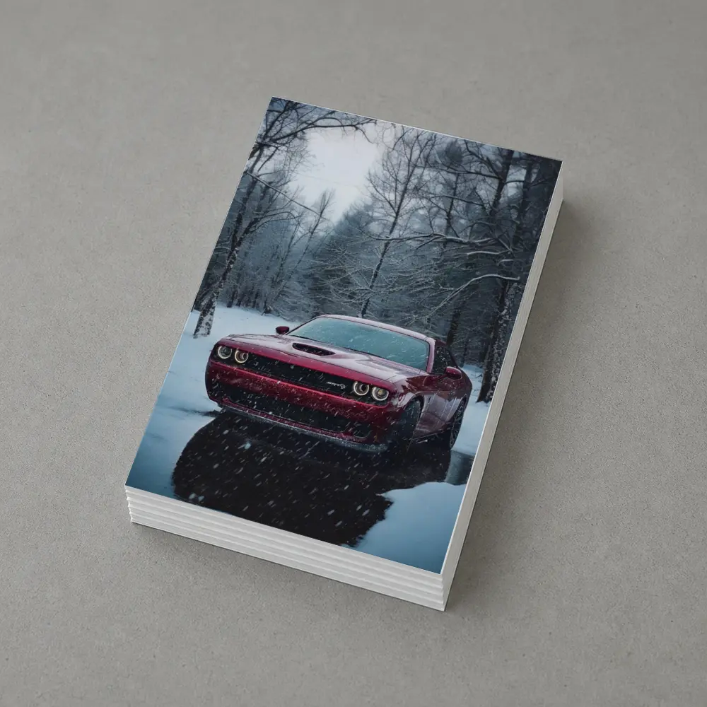 Dodge Challenger SRT Red Snowy Forest – Postcards
