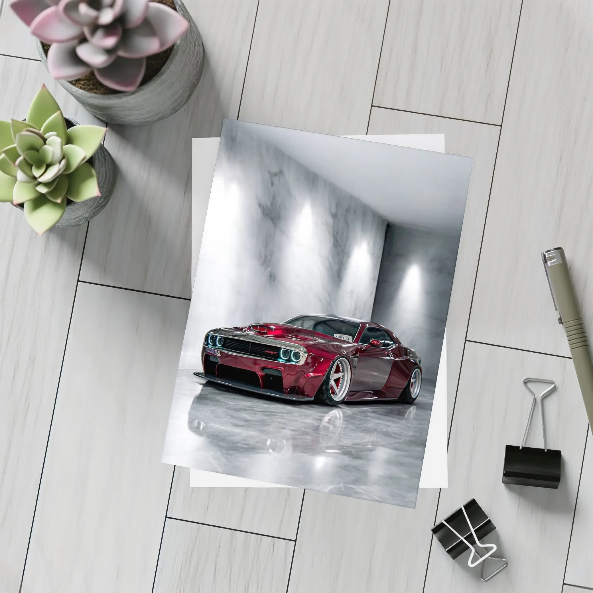Dodge Challenger SRT Red Custom Marble Studio – Postcards