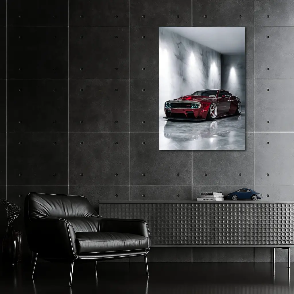 Dodge Challenger SRT Red Custom Marble Studio – Wall Art