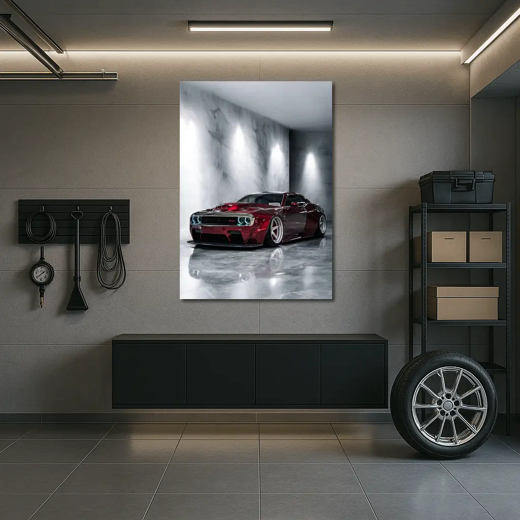 Dodge Challenger SRT Red Custom Marble Studio – Wall Art