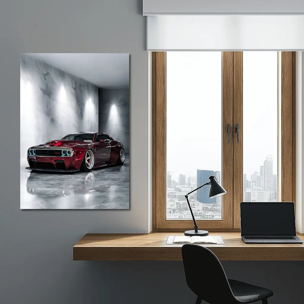 Dodge Challenger SRT Red Custom Marble Studio – Wall Art