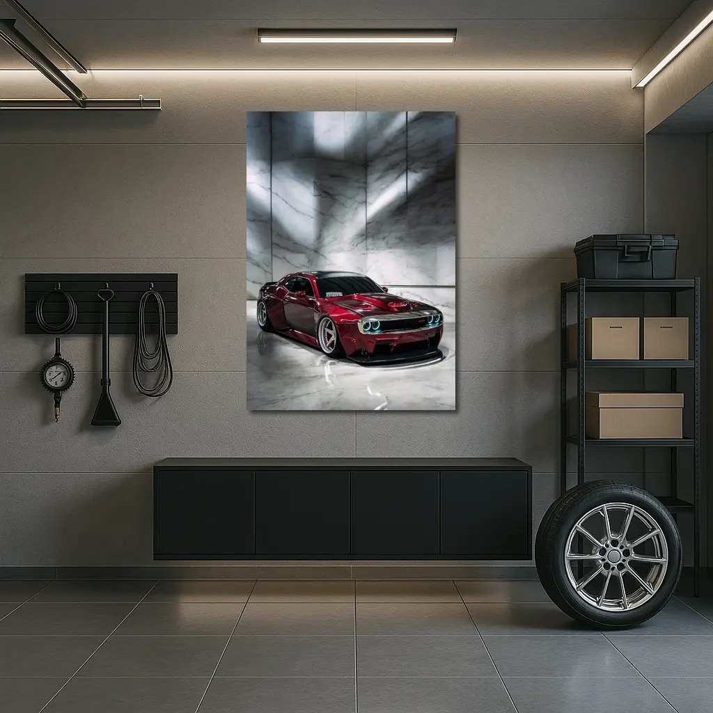 Dodge Challenger Red Custom Car Marble Studio – Wall Art