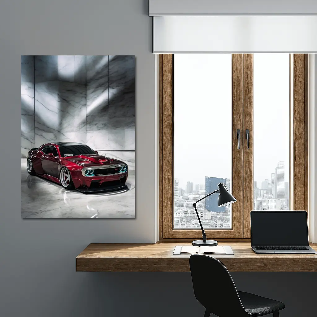 Dodge Challenger Red Custom Car Marble Studio – Wall Art