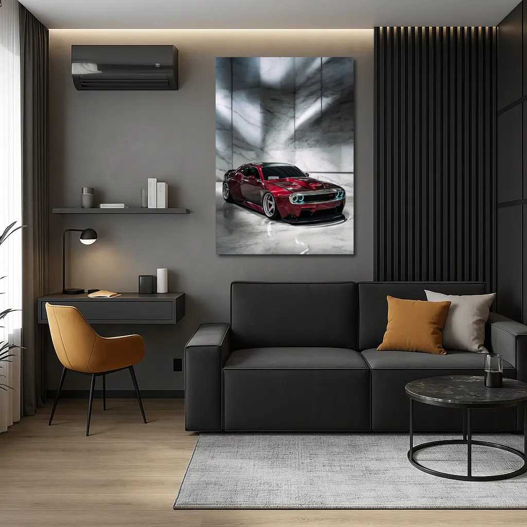 Dodge Challenger Red Custom Car Marble Studio – Wall Art