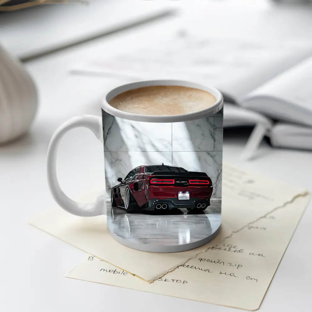 Dodge Charger Red Black Marble Background – Mugs