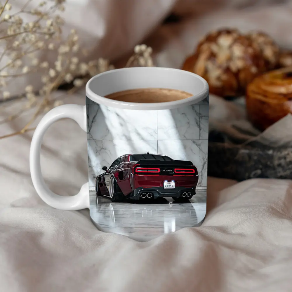 Dodge Charger Red Black Marble Background – Mugs