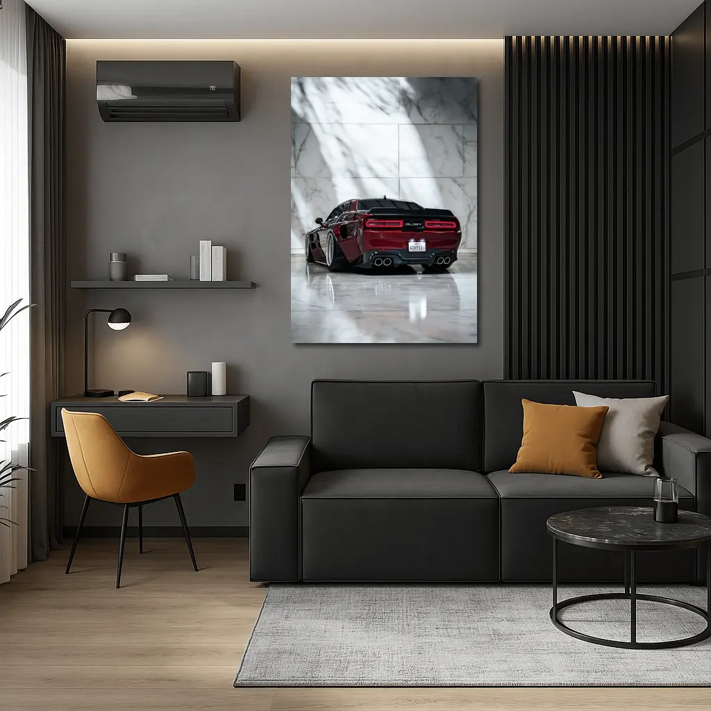 Dodge Charger Red Black Marble Background – Wall Art