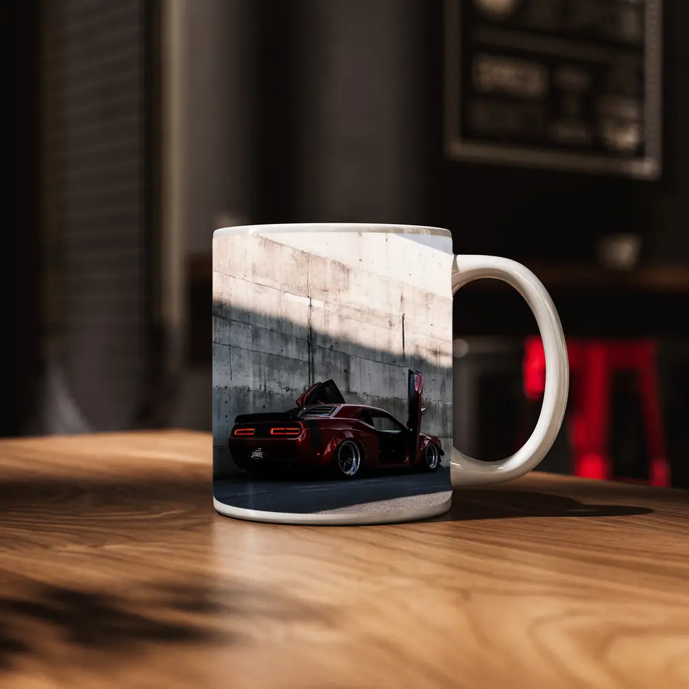 Red Dodge Challenger Wide Body Concrete Wall – Mugs