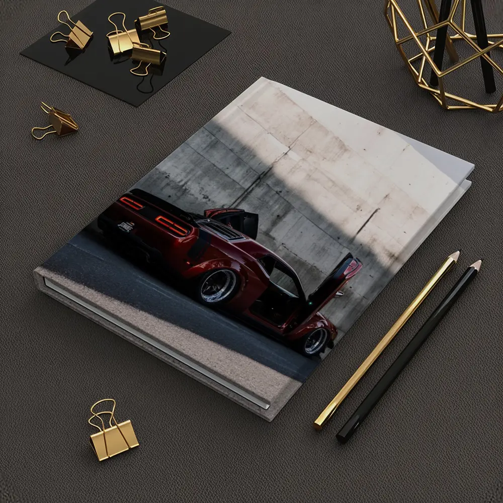 Red Dodge Challenger Wide Body Concrete Wall – Notebooks