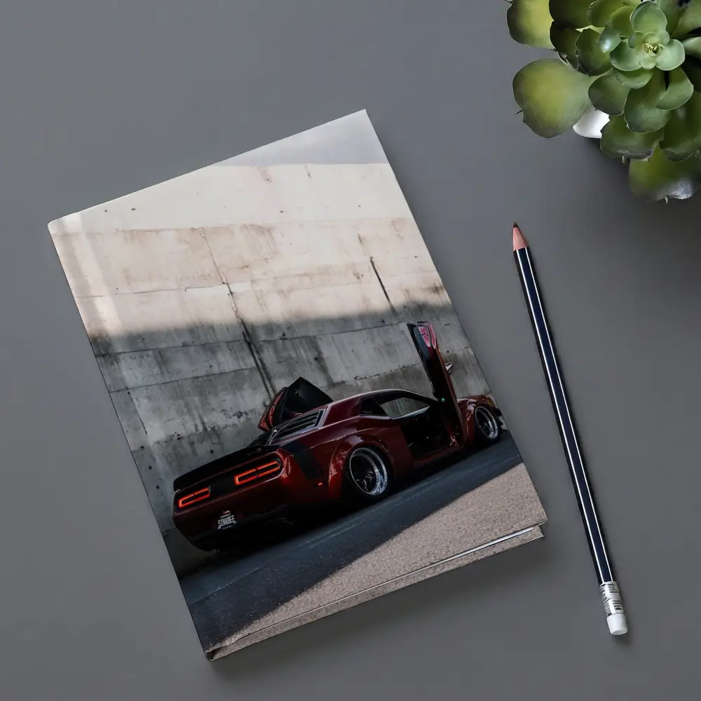 Red Dodge Challenger Wide Body Concrete Wall – Notebooks