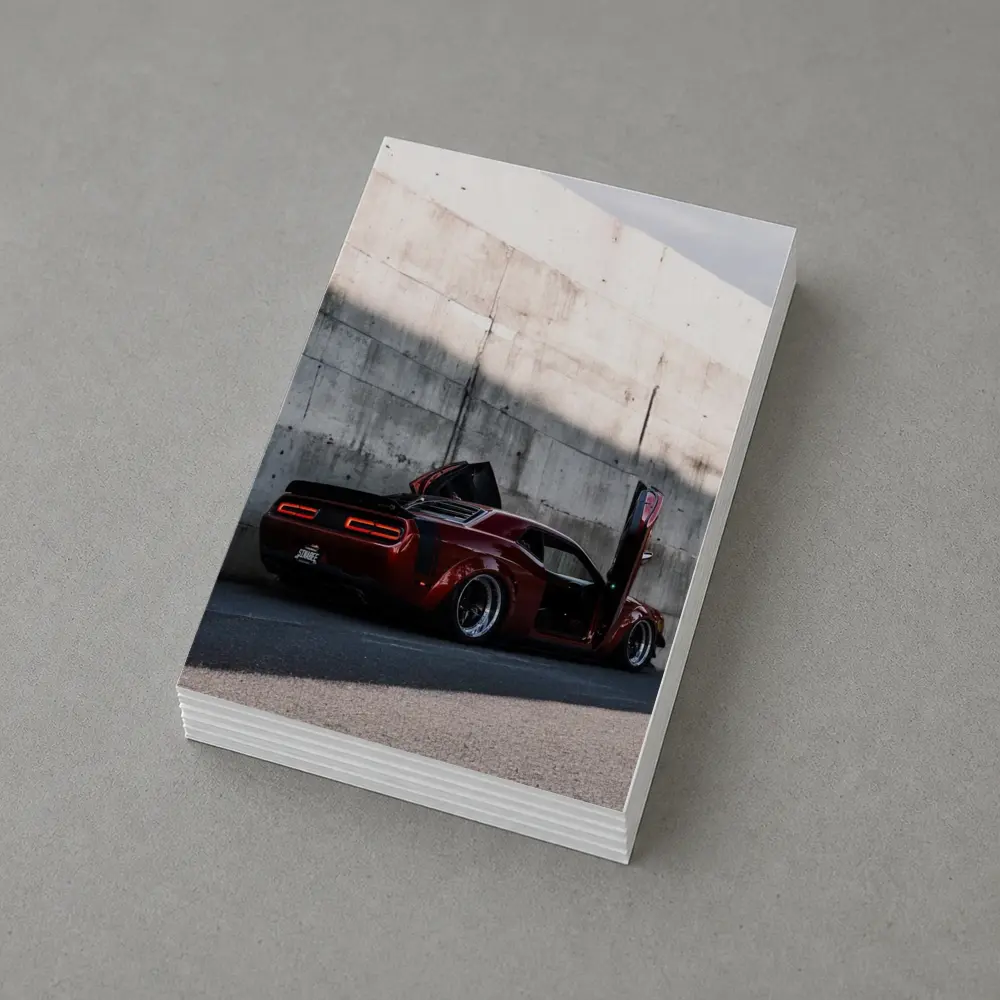 Red Dodge Challenger Wide Body Concrete Wall – Postcards