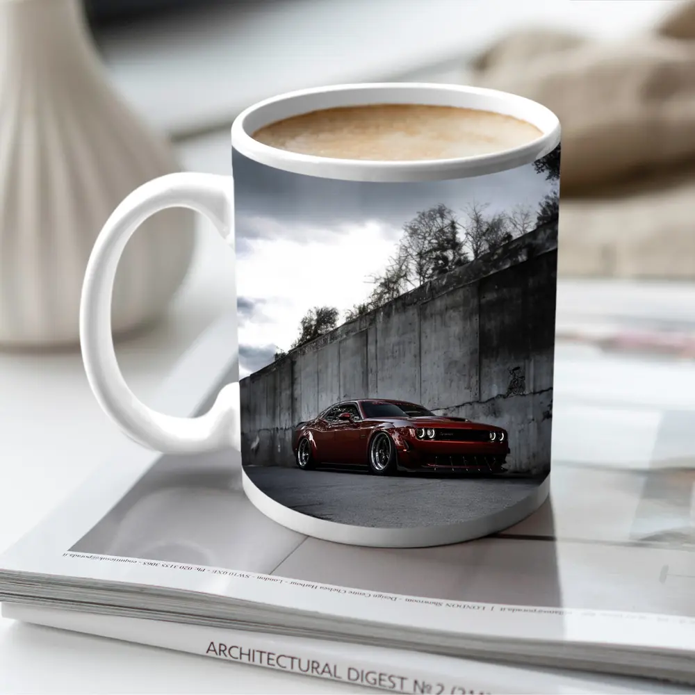 Dodge Challenger Red Wide Body Concrete Wall – Mugs