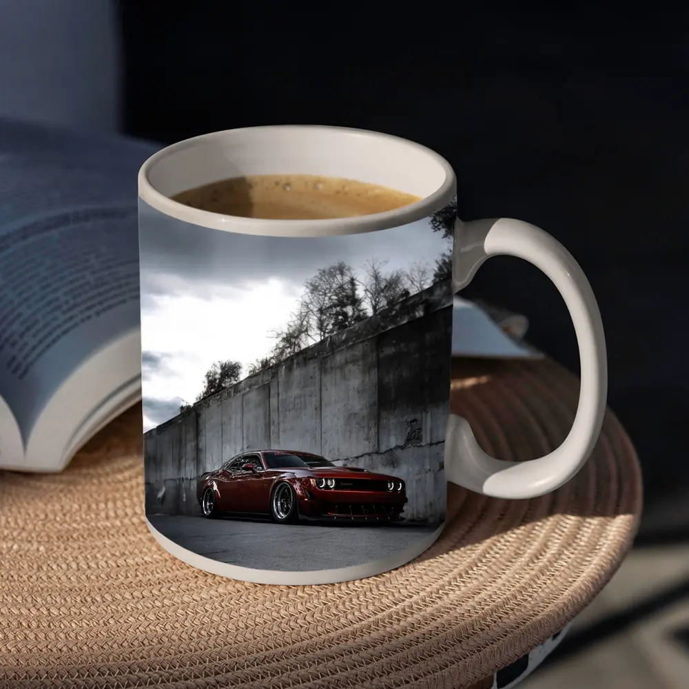 Dodge Challenger Red Wide Body Concrete Wall – Mugs