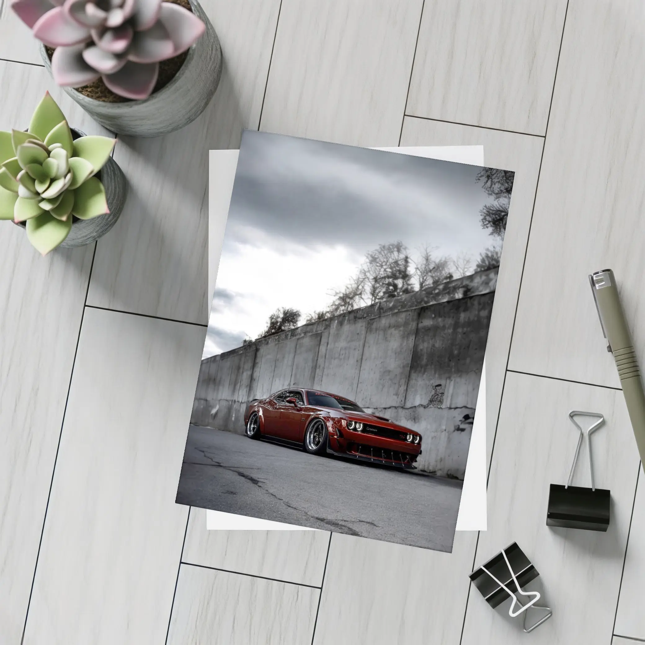 Dodge Challenger Red Wide Body Concrete Wall – Postcards